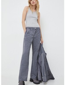 Kalhoty Samsoe Samsoe GIRA dámské, šedá barva, široké, high waist, F23400008