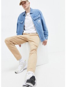 Kalhoty Tommy Jeans pánské, béžová barva, jednoduché