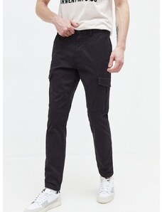 Kalhoty Tommy Jeans pánské, černá barva, ve střihu cargo