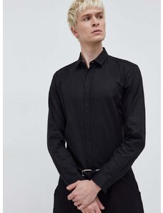 Košile HUGO černá barva, slim, s klasickým límcem, 50508324