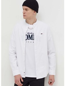 Košile Tommy Jeans bílá barva, regular, se stojáčkem, DM0DM18332
