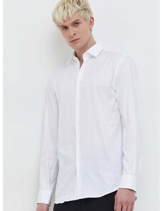 Košile HUGO bílá barva, slim, s klasickým límcem