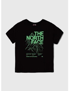 Dětské bavlněné tričko The North Face B MOUNTAIN LINE S/S TEE černá barva, s potiskem