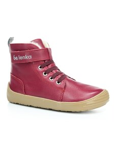 Be Lenka Winter Kids Dark Cherry Red zimní barefoot boty