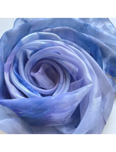 Hedvábný šátek Lee Oppenheimer Molly, 55x55 cm, modro fialová