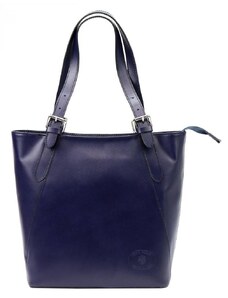 Velká modrá kožená dámská kabelka přes rameno L Artigiano