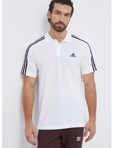 Bavlněné polo tričko adidas bílá barva, s aplikací, IC9312