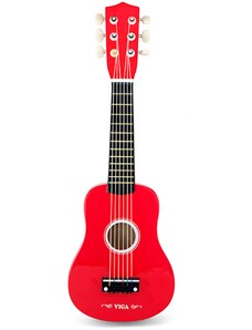 Viga Toys Dřevěná kytara pro děti Viga, červená