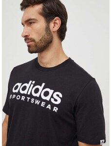 Bavlněné tričko adidas černá barva, s potiskem, IW8833