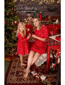 Vánoční šaty červené Máma a dcera - MÁMA, BE791RED-L/XL L/XL