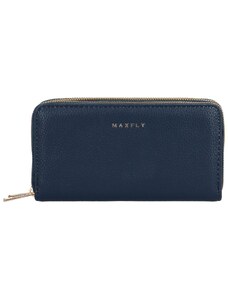 MaxFly Velká pouzdrová dámská koženková peněženka Glorii, námořnická modrá