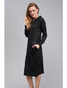Haillo Fashion Dámské šaty Žofie s dl. rukávem a kapucí