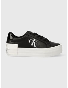 Sneakers boty Calvin Klein Jeans BOLD VULC FLATF LOW LACE LTH ML černá barva, YW0YW01294