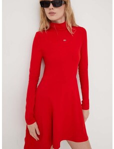 Šaty Tommy Jeans červená barva, mini