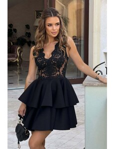 Bicotone Béžovo-černé krajkové šaty Blanche