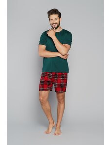 Italian Fashion Pánské pyžamo Narwik, krátký rukáv, krátké nohavice - zelená/potisk