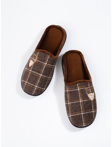 Men's Shelvt Brown Plaid Slippers