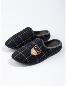 Men's black plaid slippers Shelvt