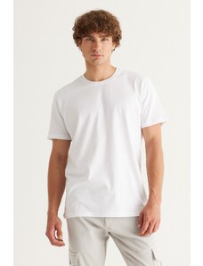 ALTINYILDIZ CLASSICS Pánské bílé 360stupňové flexibilní tričko s roztažením ve všech směrech, slim fit slim fit tričko s klasickým výstřihem.