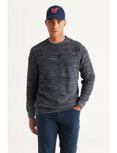 AC&Co / Altınyıldız Classics Men's Navy Blue-gray Standard Fit Regular Cut Crew Neck Patterned Knitwear Sweater