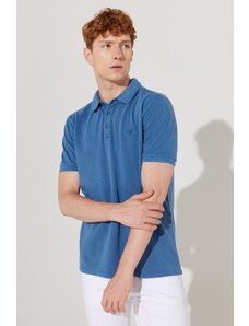 ALTINYILDIZ CLASSICS Pánské Indigo Slim Fit Slim Fit Polo Neck 100% bavlna s krátkým rukávem Vzorované tričko