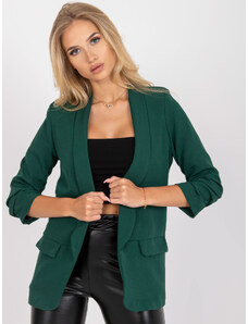 Fashionhunters Tmavě zelené elegantní sako s volány od Adely