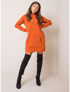Fashionhunters RUE PARIS Tmavě oranžové šaty s kapucí