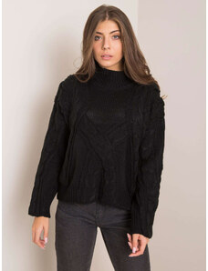 Fashionhunters Černý pletený svetr
