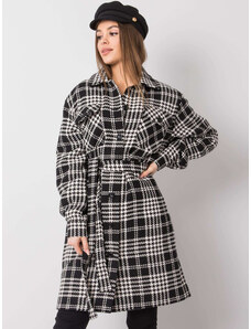 Fashionhunters Černobílý kostkovaný kabát od Eliny