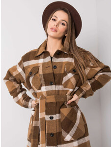 Fashionhunters Margo hnědý kostkovaný kabát