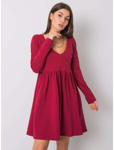 Fashionhunters Bavlněné šaty RUE PARIS z vínové bavlny