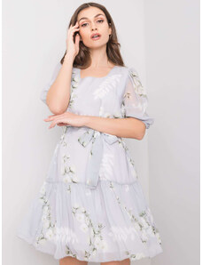 Fashionhunters Šedé květinové šaty pro ženy