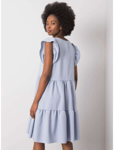 Fashionhunters RUE PARIS Modré šaty s volány
