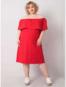 Fashionhunters Červené šaty plus velikosti se španělským výstřihem