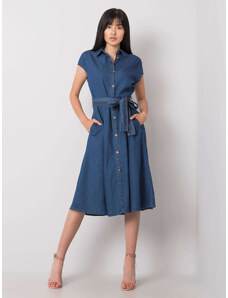 Fashionhunters Tmavě modré šaty od Rosaline RUE PARIS