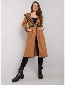 Fashionhunters Kabát s kapucí velbloud Latesha