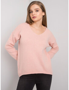 Fashionhunters Světle růžový nadměrný svetr