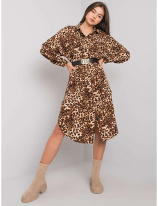 Fashionhunters Béžové šaty s leopardím vzorem Tida OCH BELLA