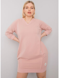 Fashionhunters Prašně růžové bavlněné šaty velikosti Karissa