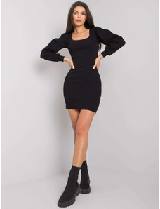Fashionhunters RUE PARIS Černé šaty s dlouhým rukávem