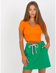 Fashionhunters Základní zelená mikinová minisukně s kapsami