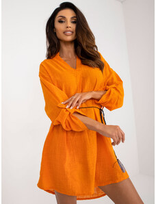 Fashionhunters Bavlněné ležérní šaty OCH BELLA v oranžové barvě