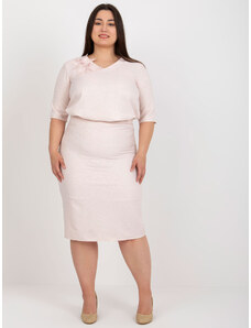 Fashionhunters Světle růžová plus size sukně ze sady