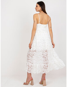 Fashionhunters Bílé letní šaty s volánkem OCH BELLA