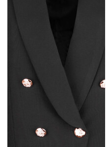 numoco basic Elegantní černé dámské sako se zlatými knoflíky 480-1