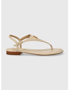 Kožené sandály Lauren Ralph Lauren Ellington dámské, béžová barva, 80285300000000000