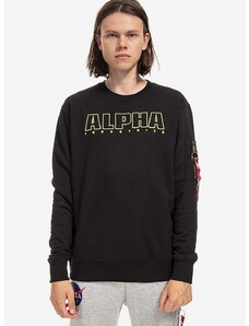 Mikina Alpha Industries Embroidery pánská, černá barva, s potiskem, 116312.03-black