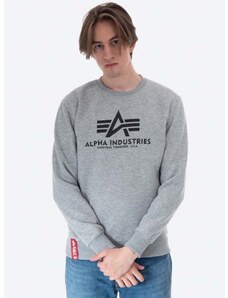 Mikina Alpha Industries Basic Sweater pánská, šedá barva, s potiskem, 178302.17