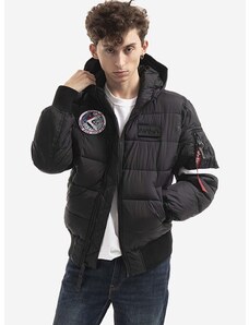 Bunda Alpha Industries Hooded Puffer Fd Nasa 198121 03 pánská, černá barva, zimní