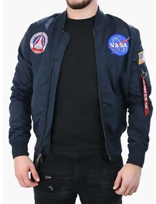 Oboustranná dětská bomber bunda Alpha Industries MA-1 TT NASA Reviersible II 186101 07 pánská, tmavomodrá barva, přechodná